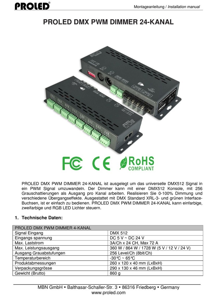 PROLED DMX PWM DIMMING 24-CHANNEL installation manual