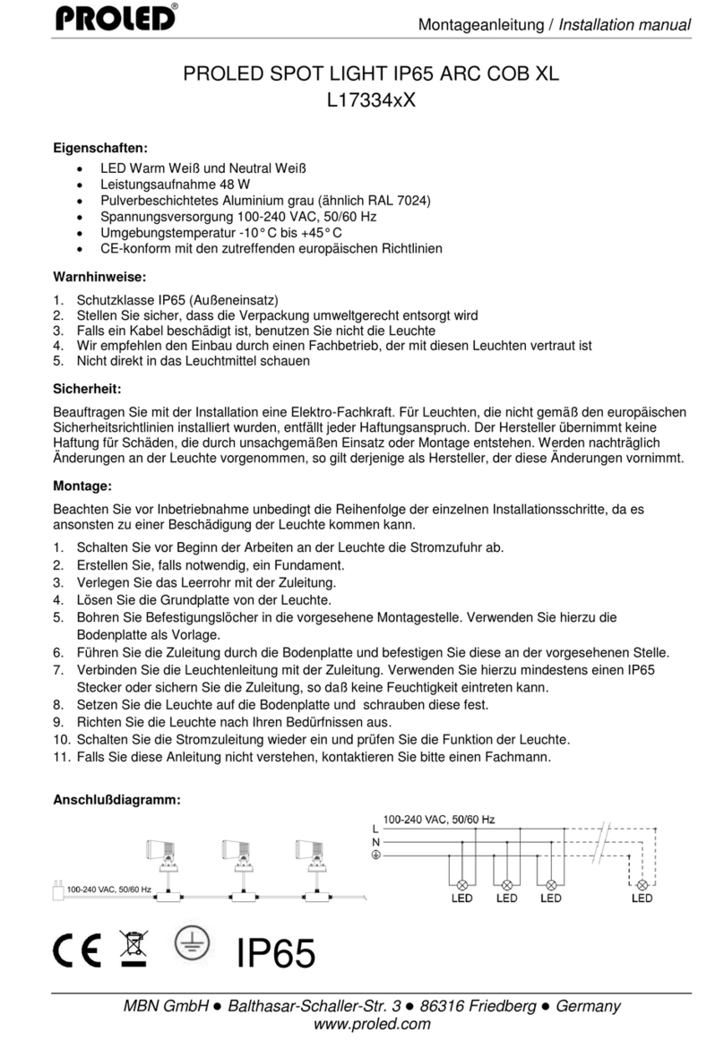 PROLED IP65 ARC COB XL installation manual