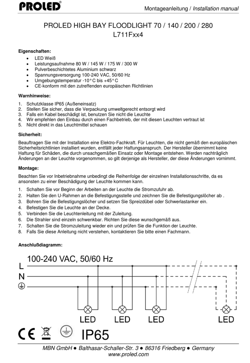 PROLED HIGH BAY FLOODLIGHT 70 installation manual