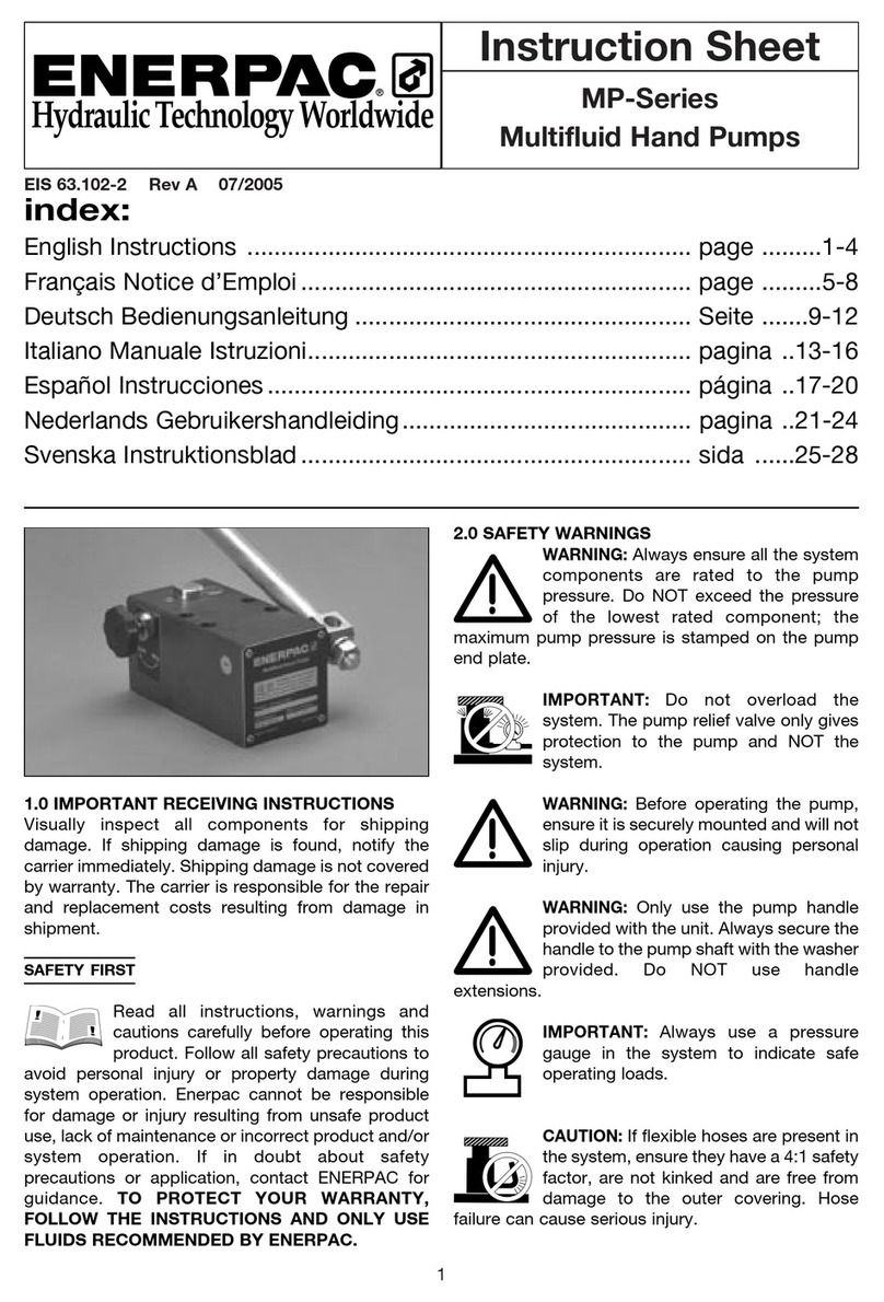 Enerpac MP Series instruction sheet Enerpac MP Series instruction sheet