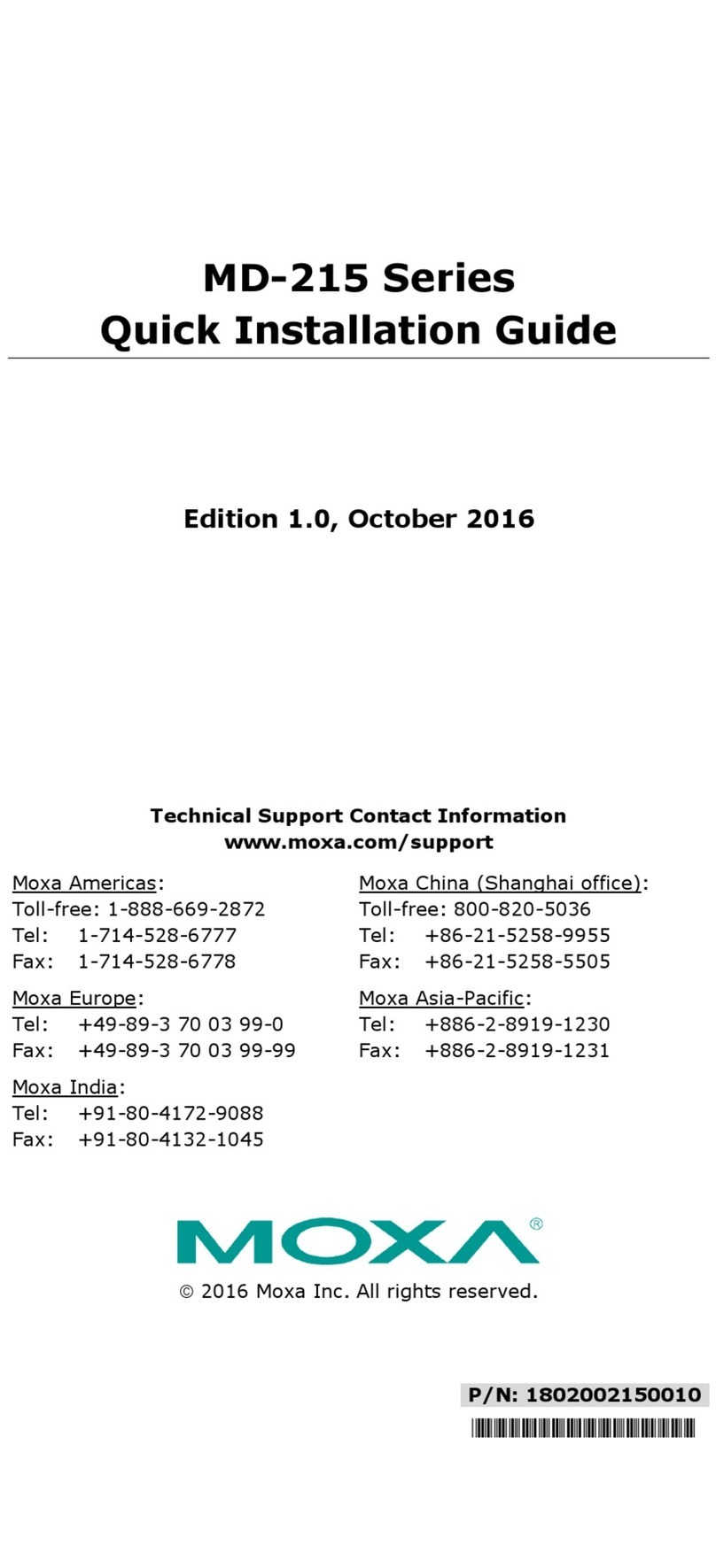 Moxa Technologies MD-215 Series Quick installation guide Moxa Technologies MD-215 Series Quick installation guide