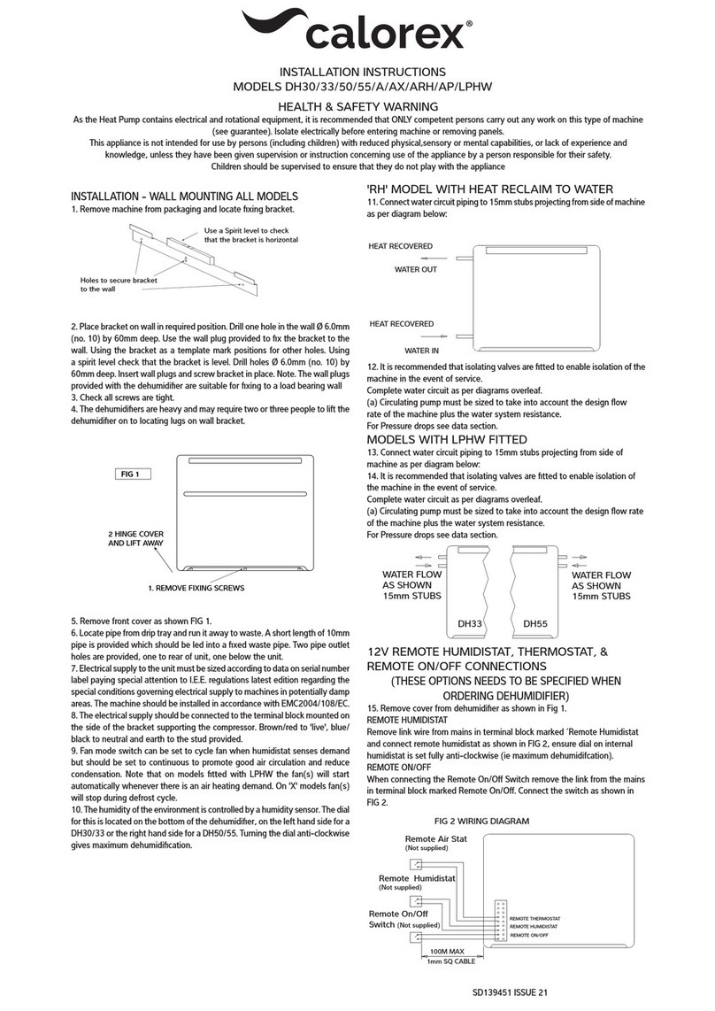 Calorex DH30A installation instructions