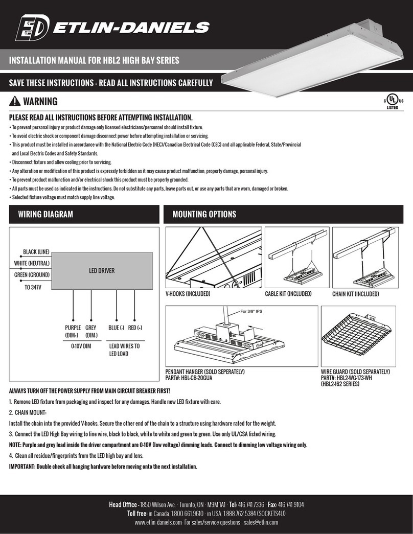 Etlin-Daniels HIGH BAY Series installation manual