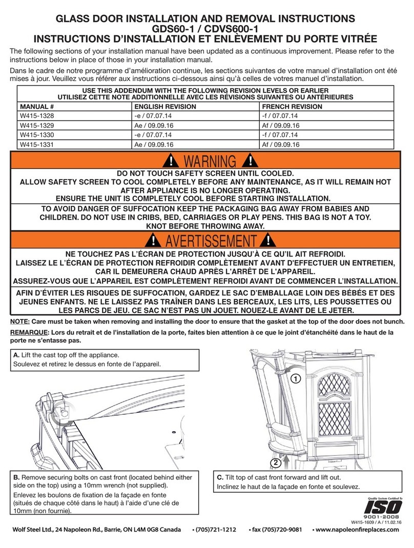 Napoleon GDS60-1 Installation and Removal Instructions