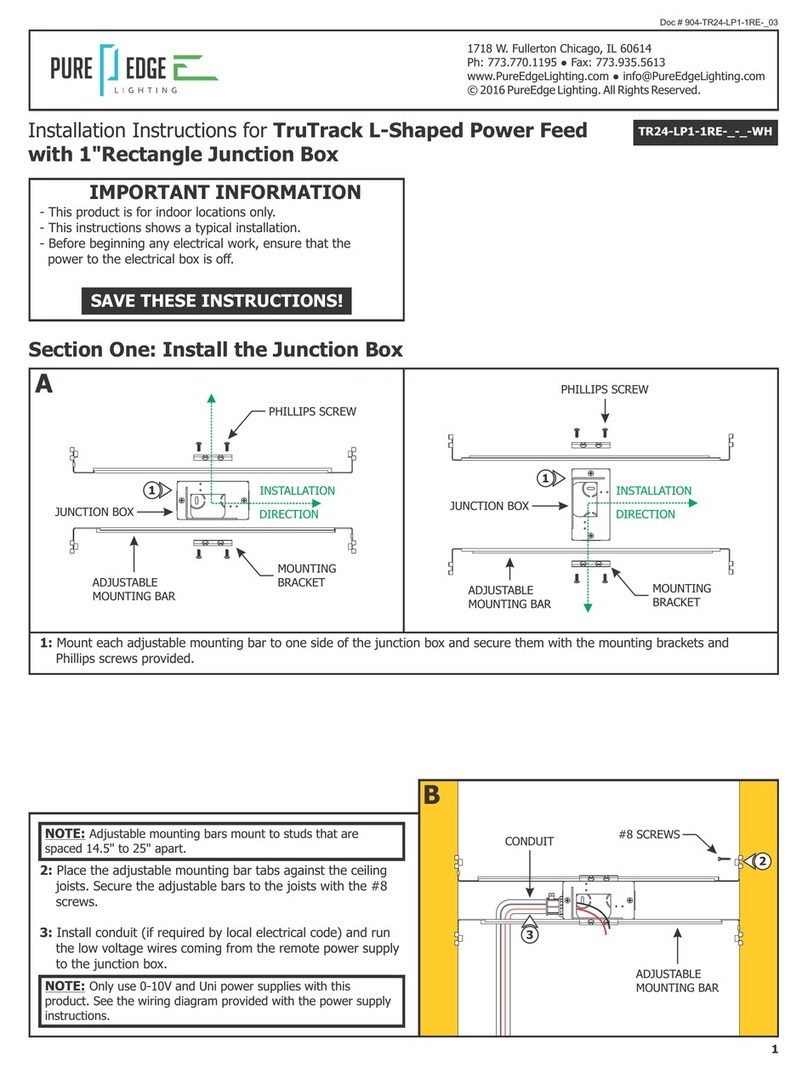 PureEdge Lighting TruTrack TR24-LP1-1RE WH Series installation instructions