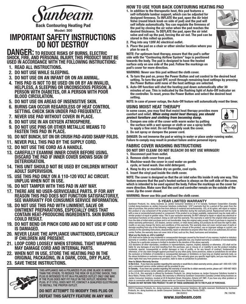 Sunbeam 300 User manual