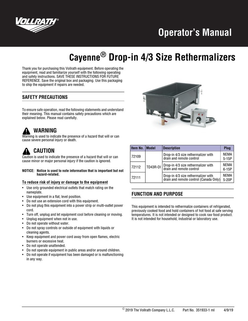 Vollrath Cayenne TD43R-DI Operator's manual