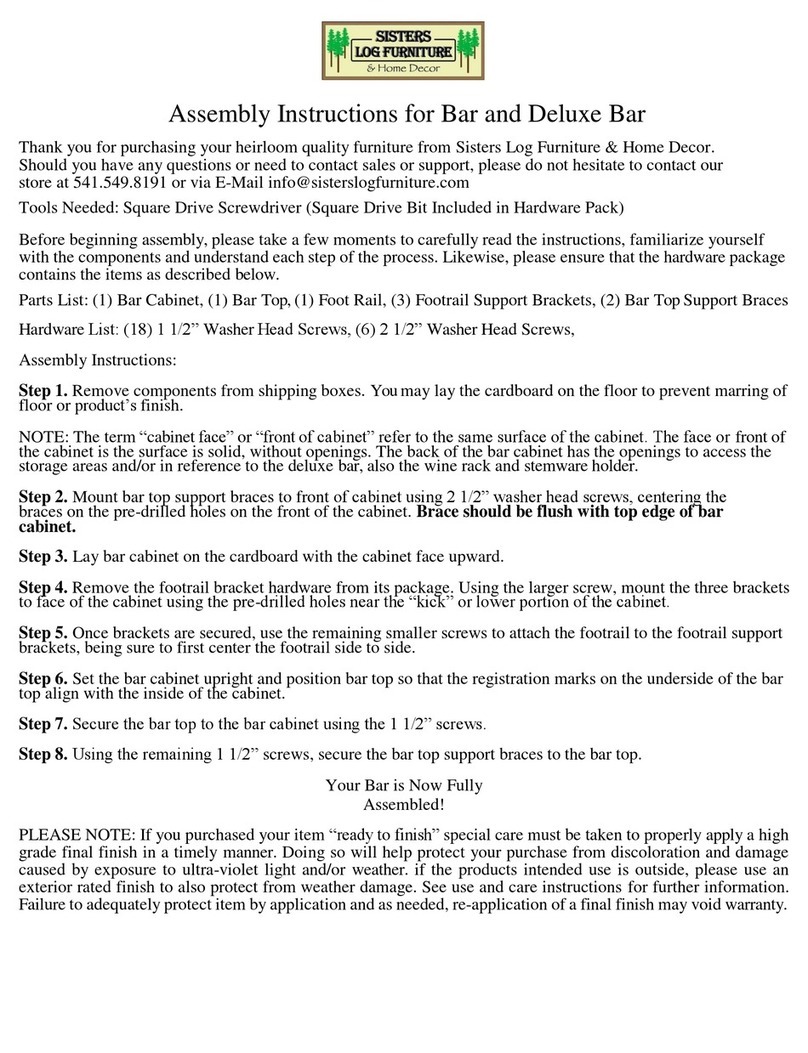 Sisters Log Furniture & Home Decor Bar Assembly instructions Sisters Log Furniture & Home Decor Bar Assembly instructions