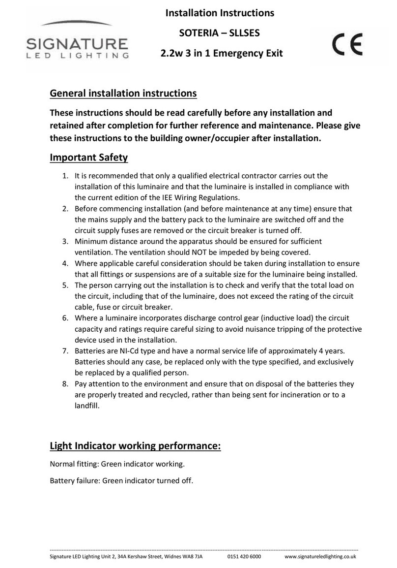 Signature SOTERIA SLLSES installation instructions Signature SOTERIA SLLSES installation instructions