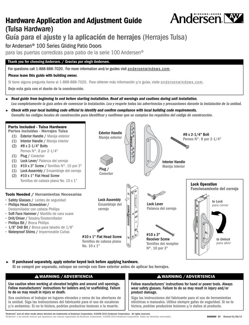 Andersen Tulsa Hardware Application and Adjustment Guide