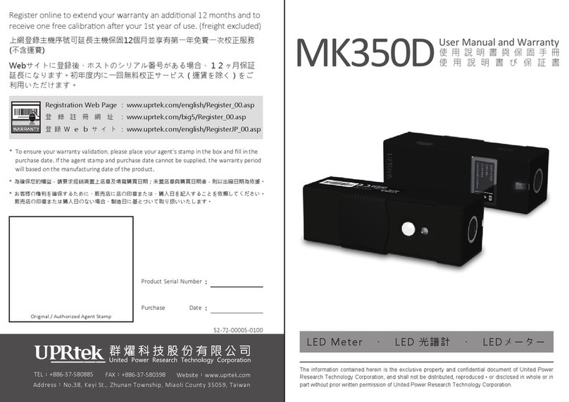 UPRtek MK350D User manual and warranty UPRtek MK350D User manual and warranty