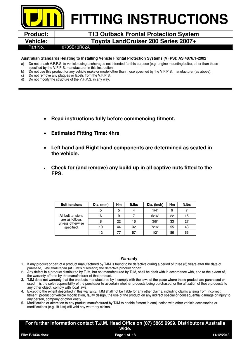 T.J.M. T13 Outback Frontal Protection System Fitting instructions T.J.M. T13 Outback Frontal Protection System Fitting instructions