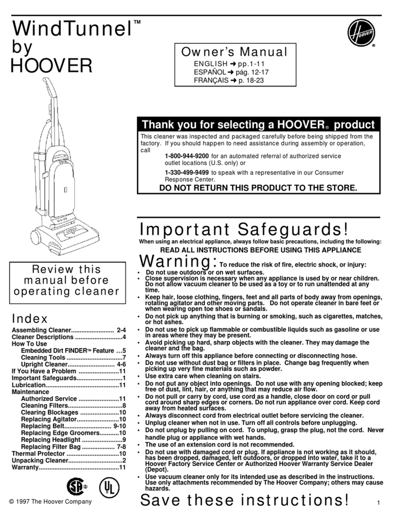 Hoover Commercial WindTunnel owner's manual