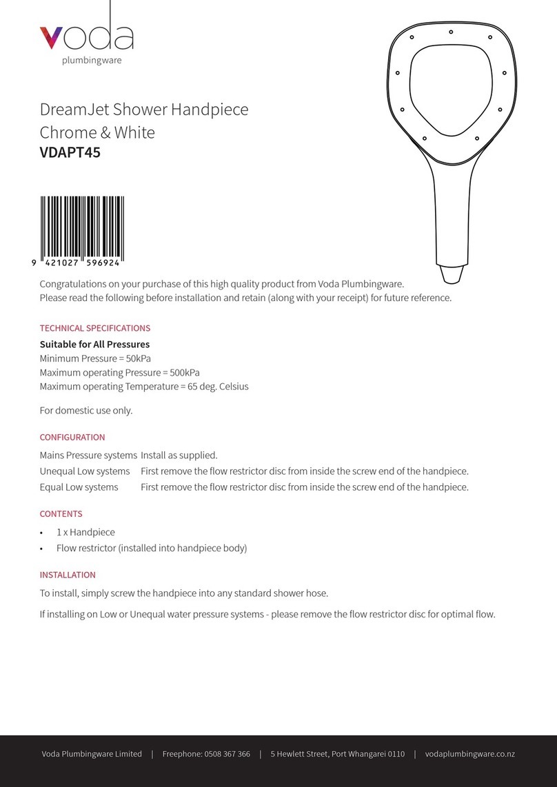 Voda Plumbingware DreamJet VDAPT45 quick guide
