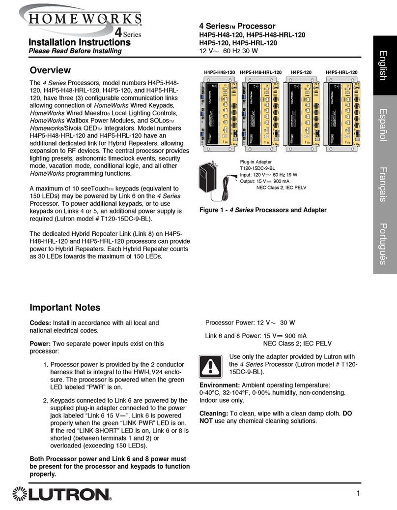 Lutron Electronics Homeworks 4 Series User manual
