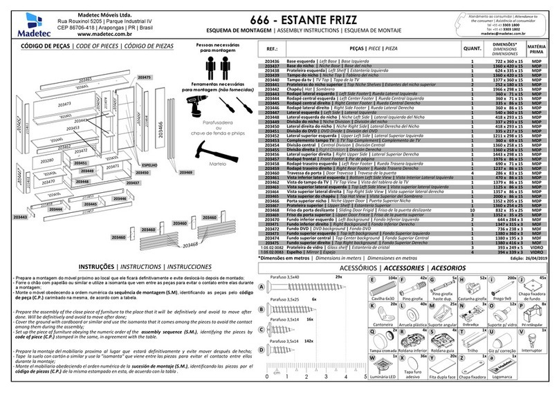 Madetec ESTANTE FRIZZ 666 Assembly instructions Madetec ESTANTE FRIZZ 666 Assembly instructions