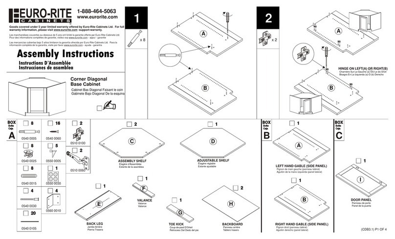 Euro-Rite Cabinets Corner Diagonal Base Cabinet Assembly instructions Euro-Rite Cabinets Corner Diagonal Base Cabinet Assembly instructions