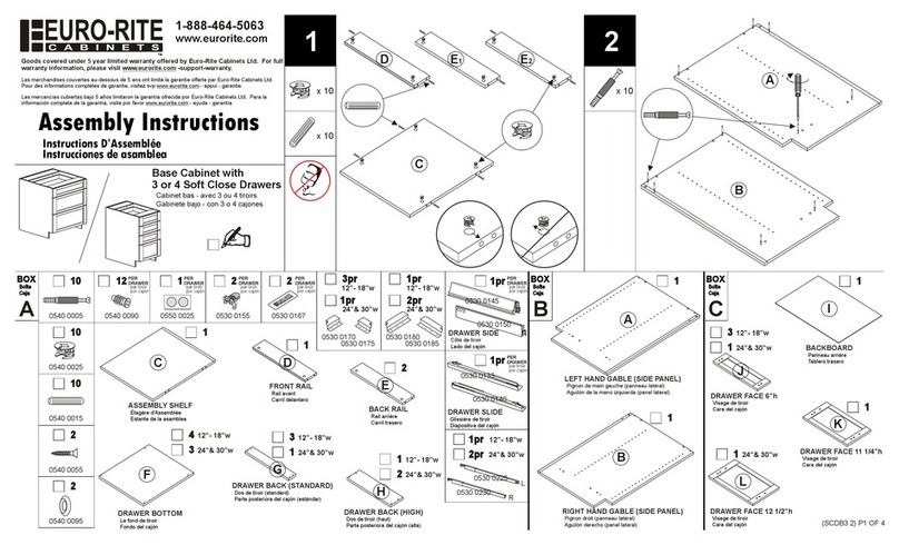 Euro-Rite Cabinets Base Cabinet with 3 or 4 Soft Close Drawers User manual