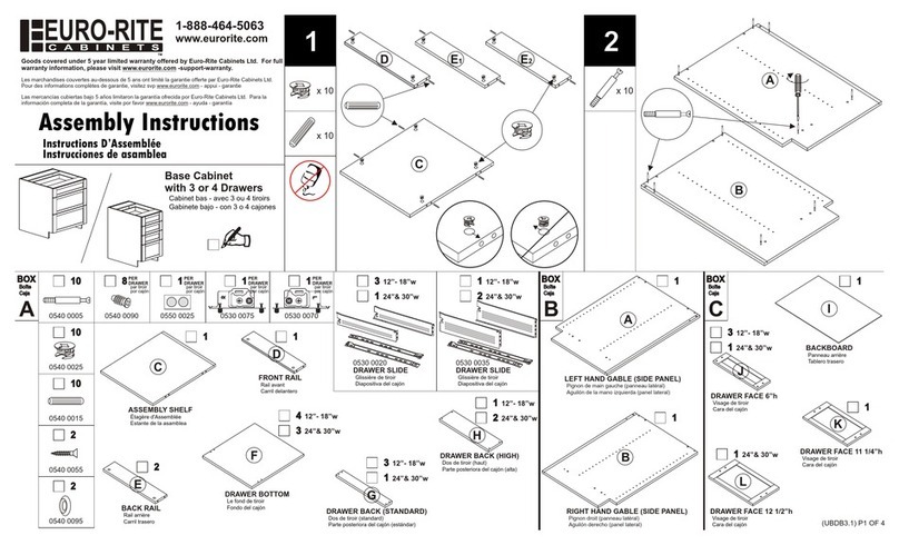 Euro-Rite Cabinets Base Cabinet with 3 or 4 Drawers User manual
