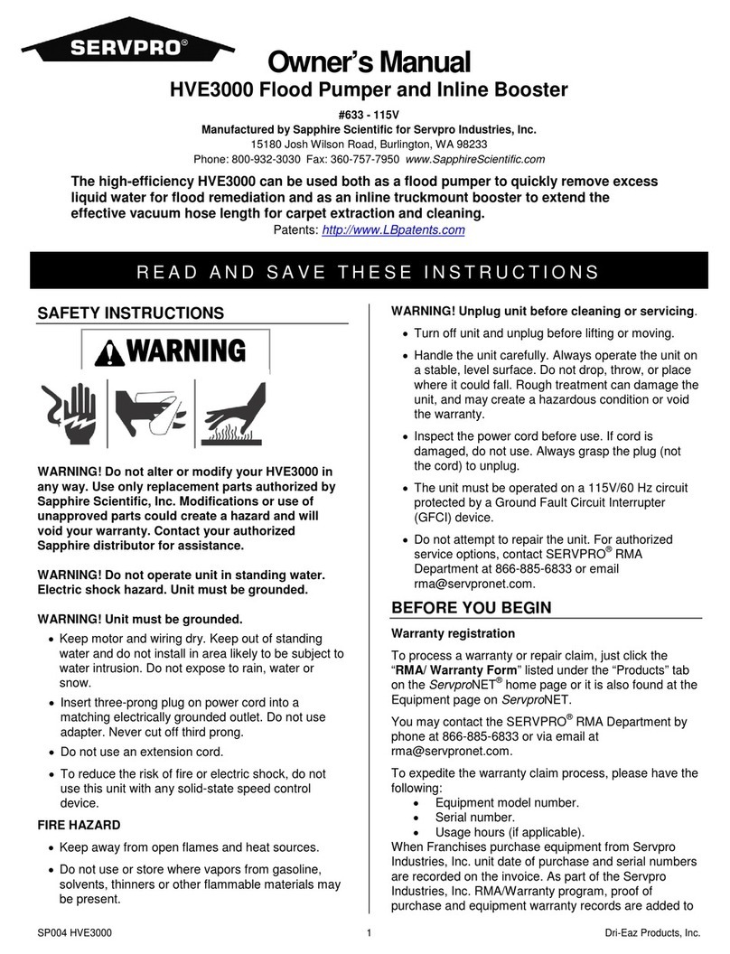 Servpro HVE3000 owner's manual