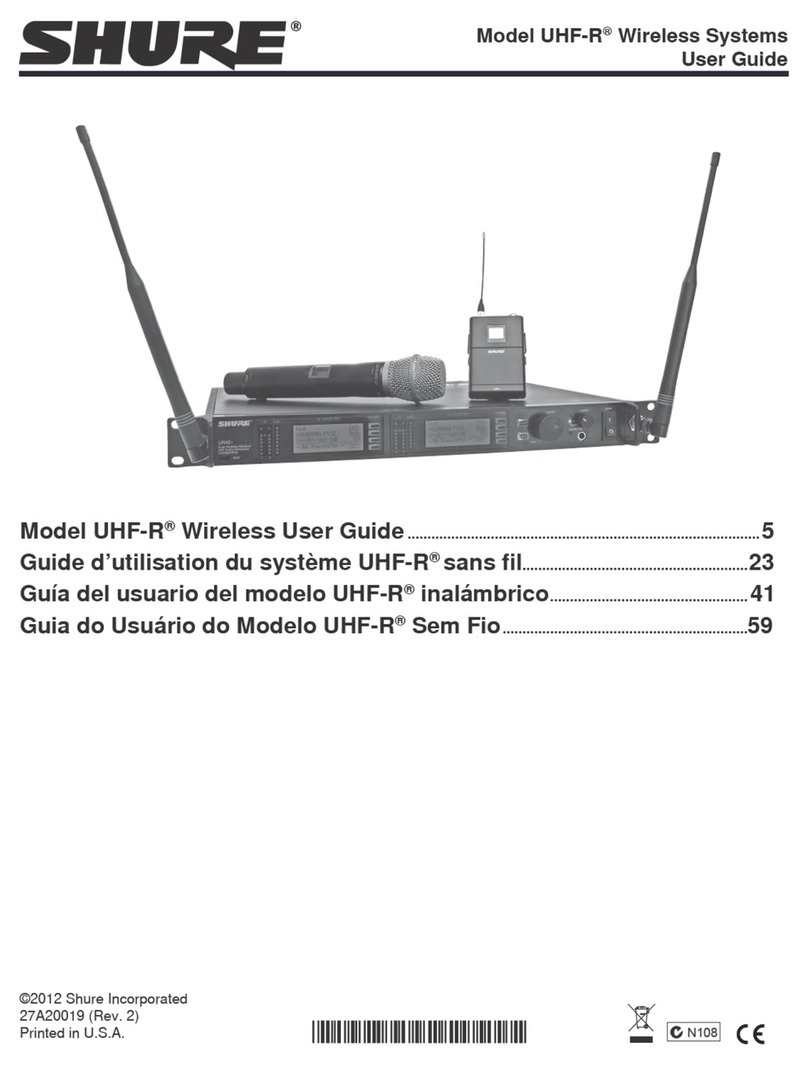 Shure UHF-R Wireless User manual Shure UHF-R Wireless User manual