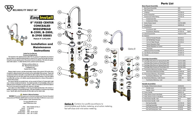 T&S EasyInstall B-2300 Series User manual