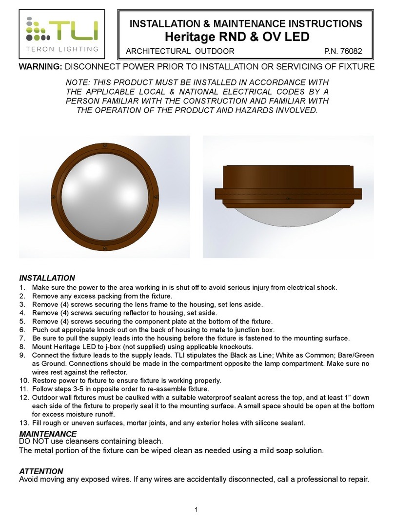 Teron Lighting Heritage RND LED Installation & maintenance instructions