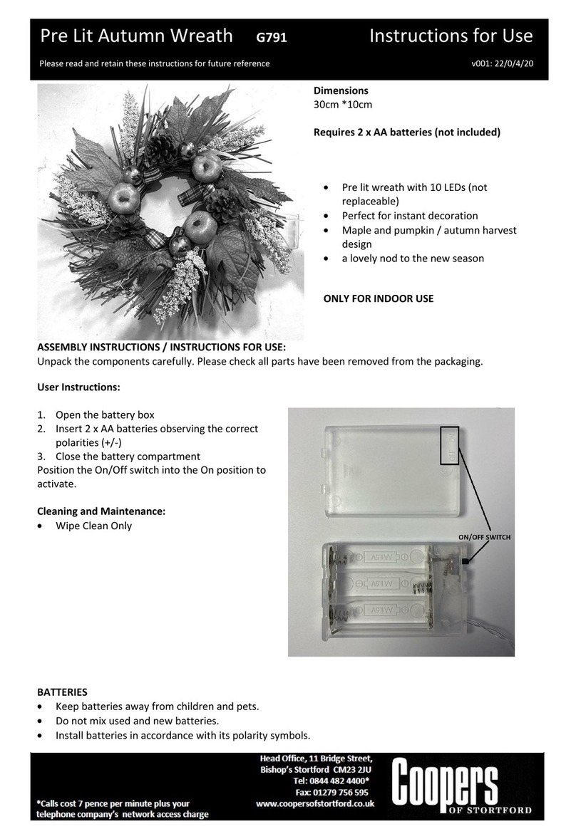 Coopers of Stortford Pre Lit Autumn Wreath Instructions for use