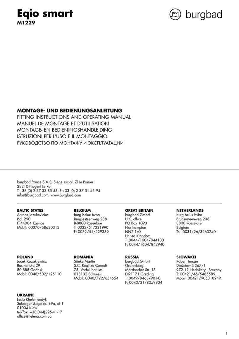 burgbad Eqio smart M1229 FITTING INSTRUCTIONS AND OPERATING MANUAL