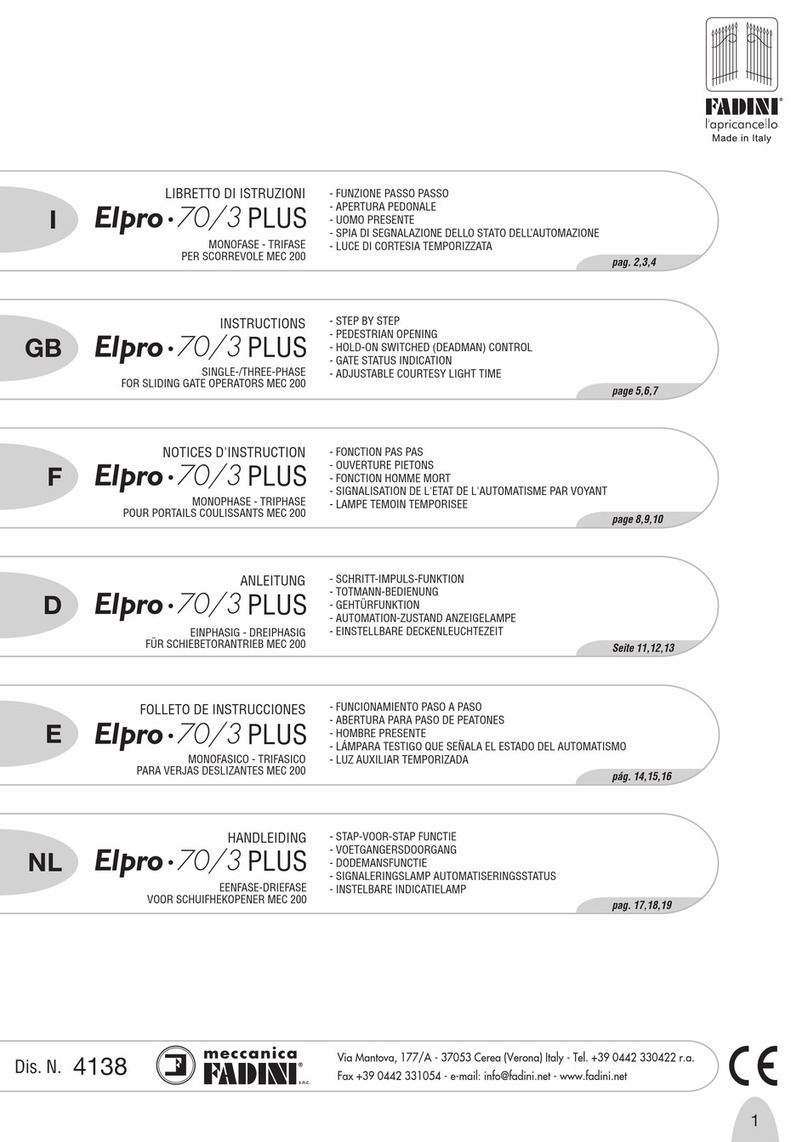 fadini Elpro 70/3 Plus User manual
