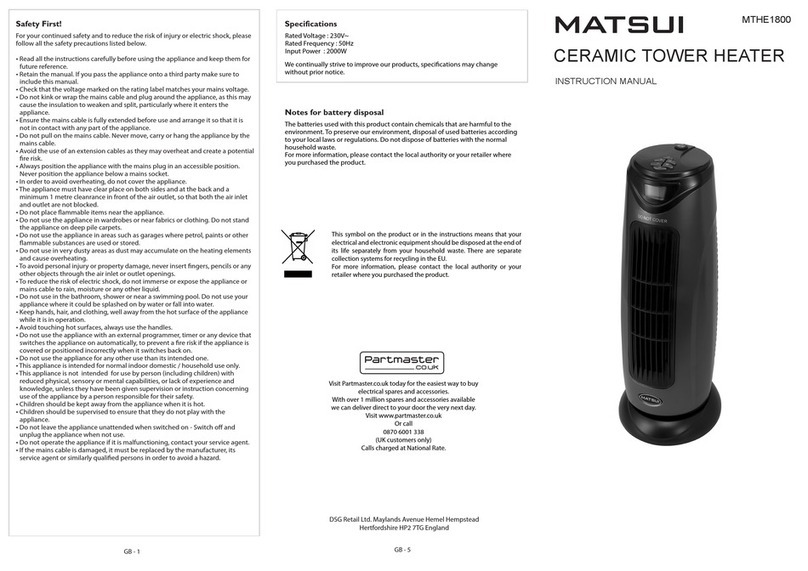 Matsui MTHE1800 instruction manual