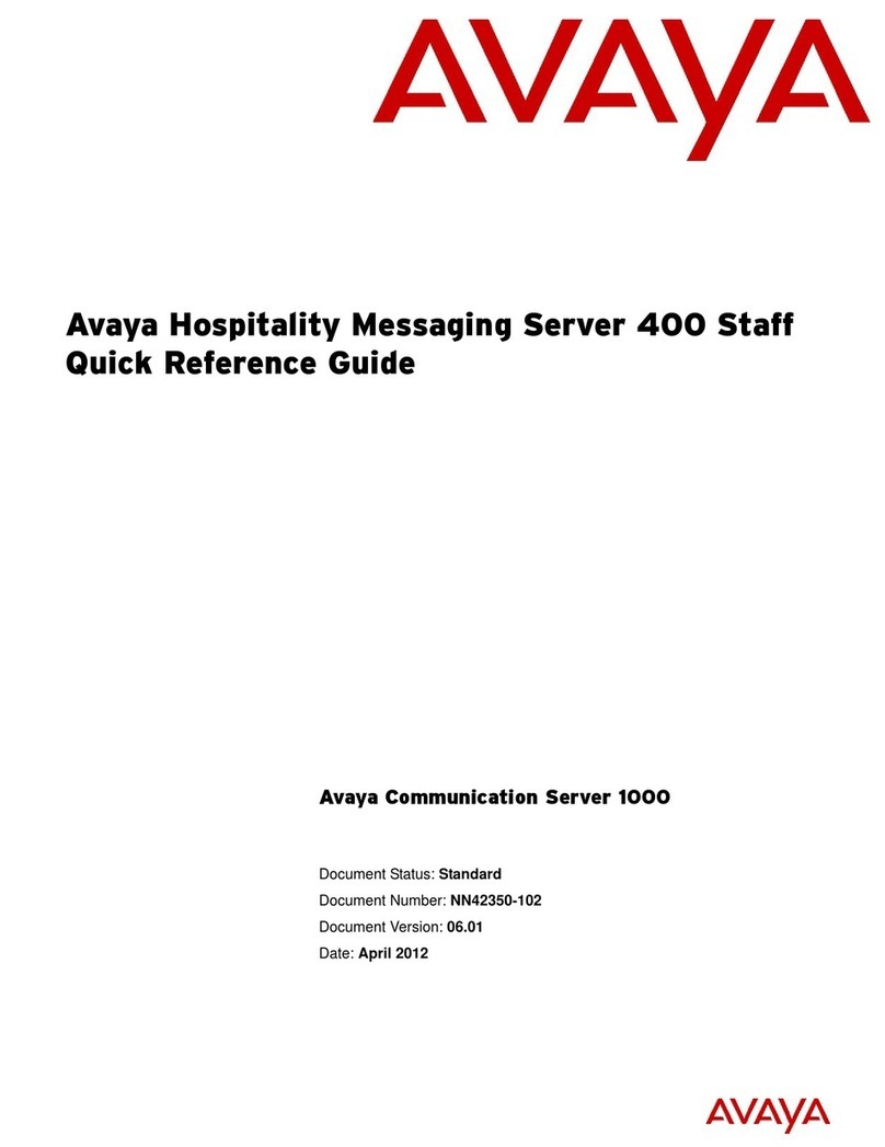 Avaya HMS 400 Quick reference guide