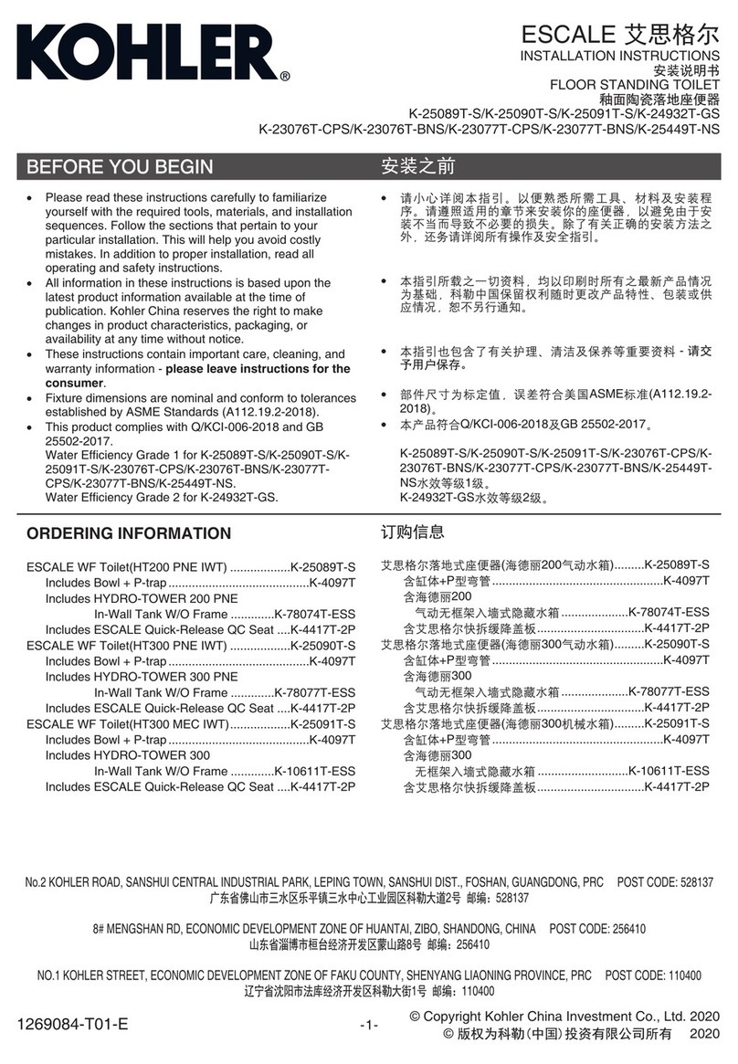 Kohler Escale K-25089T-S User manual