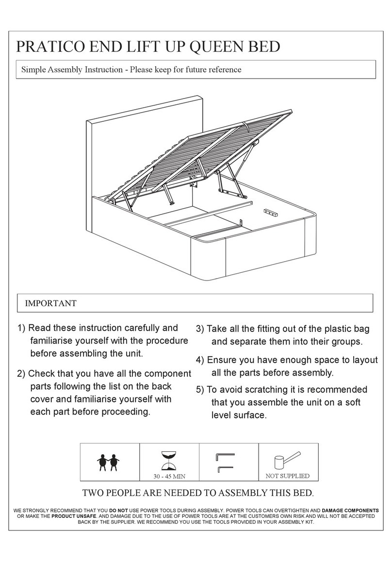 expand furniture PRATICO END LIFT UP QUEEN BED Assembly instruction