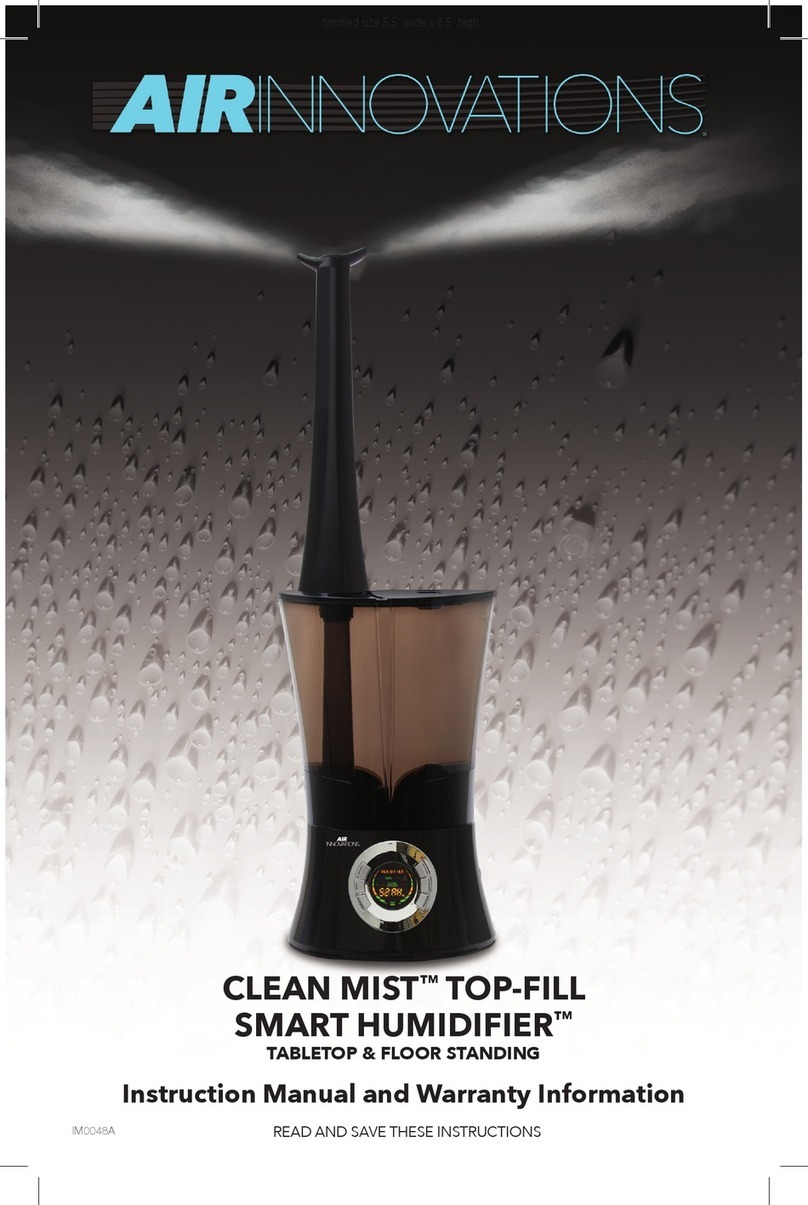 AIRINNOVATIONS CLEAN MIST TOP-FILL SMART HUMIDIFIER Instruction manual and  warranty information