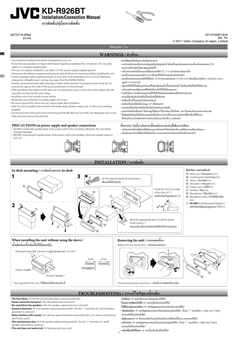 JVC KD-R926BT Installation & connection manual