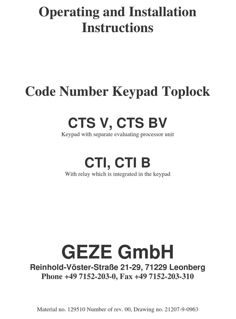 GEZE Toplock CTS V Operating and installation instructions