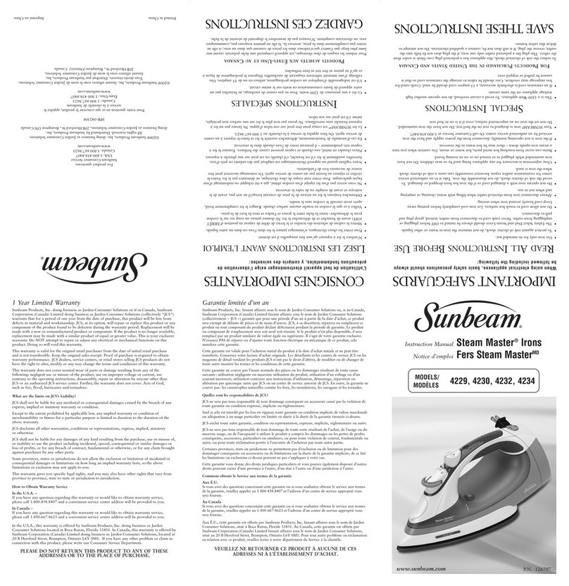 Sunbeam STEAM MASTER 4229 instruction manual