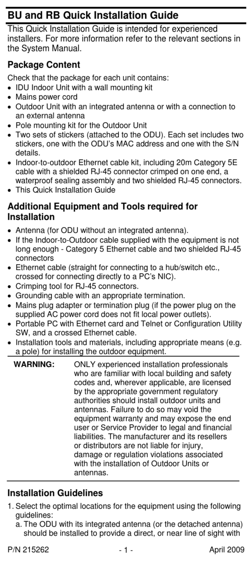 Alvarion BreezeNET BU User manual