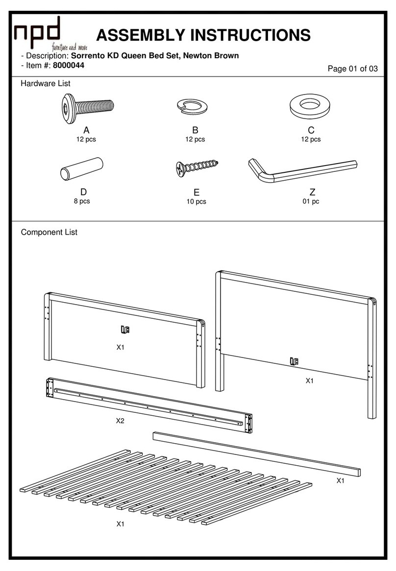 NPD Sorrento KD Queen Bed 8000044 User manual