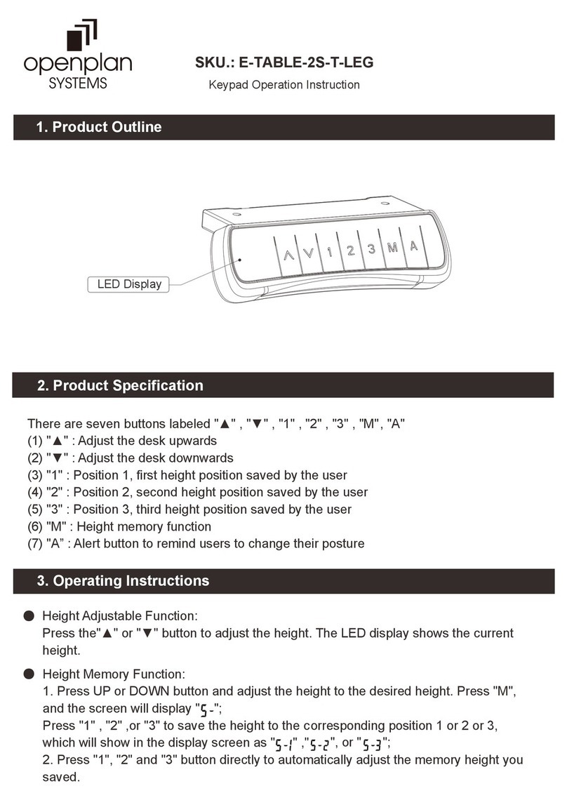 Open Plan Systems E-TABLE-2S-T-LEG operation instruction Open Plan Systems E-TABLE-2S-T-LEG operation instruction