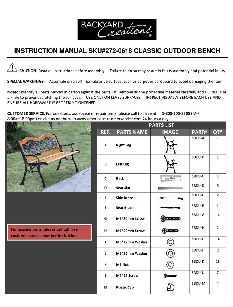 Backyard Creations 272-0618 instruction manual Backyard Creations 272-0618 instruction manual