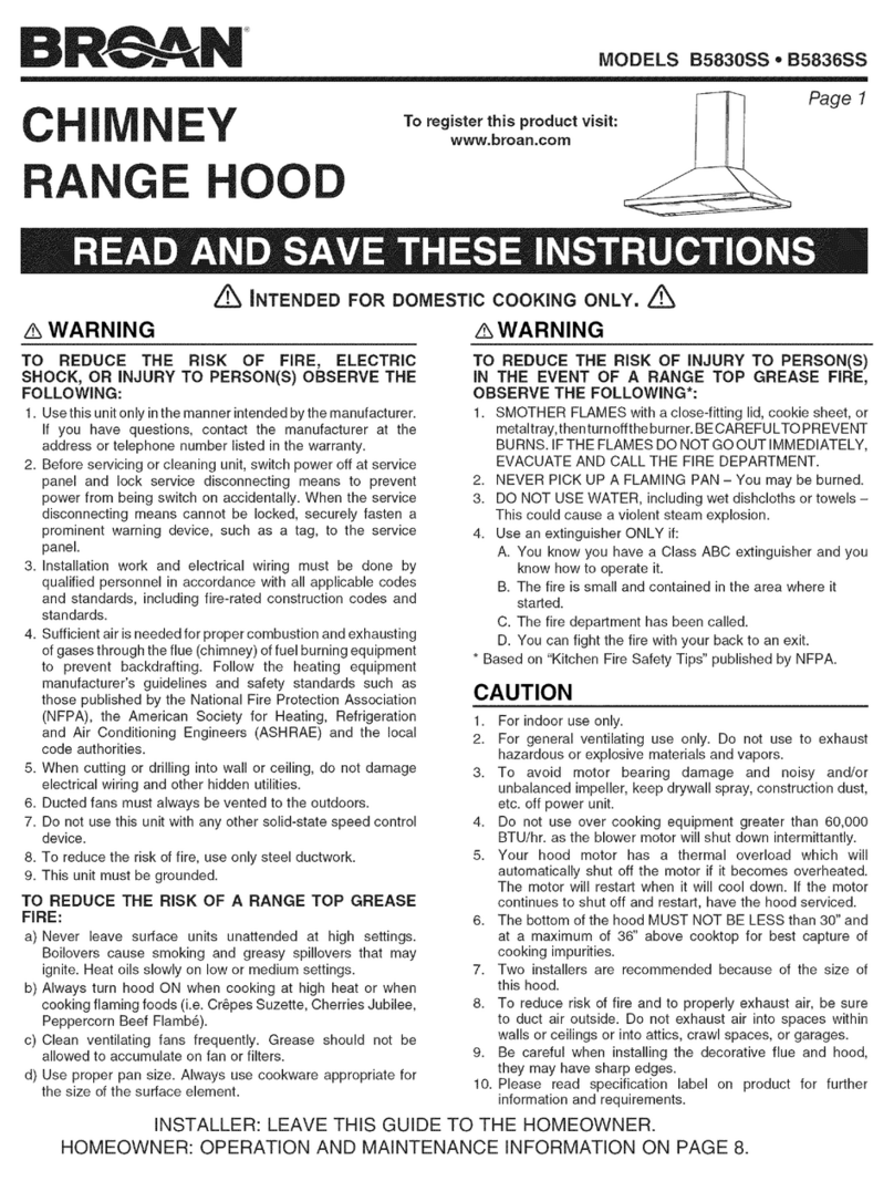 Broan B5830SS User manual