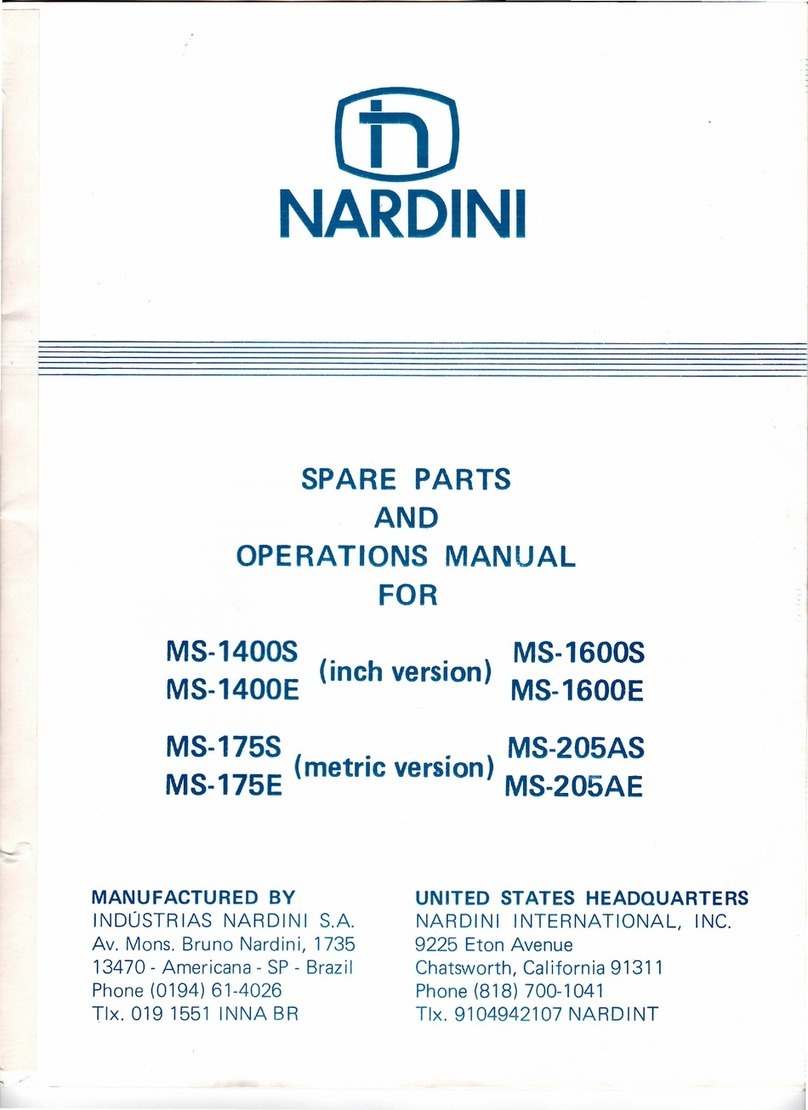 NARDINI MASCOTE MS-1400S Spare parts & operator's manual