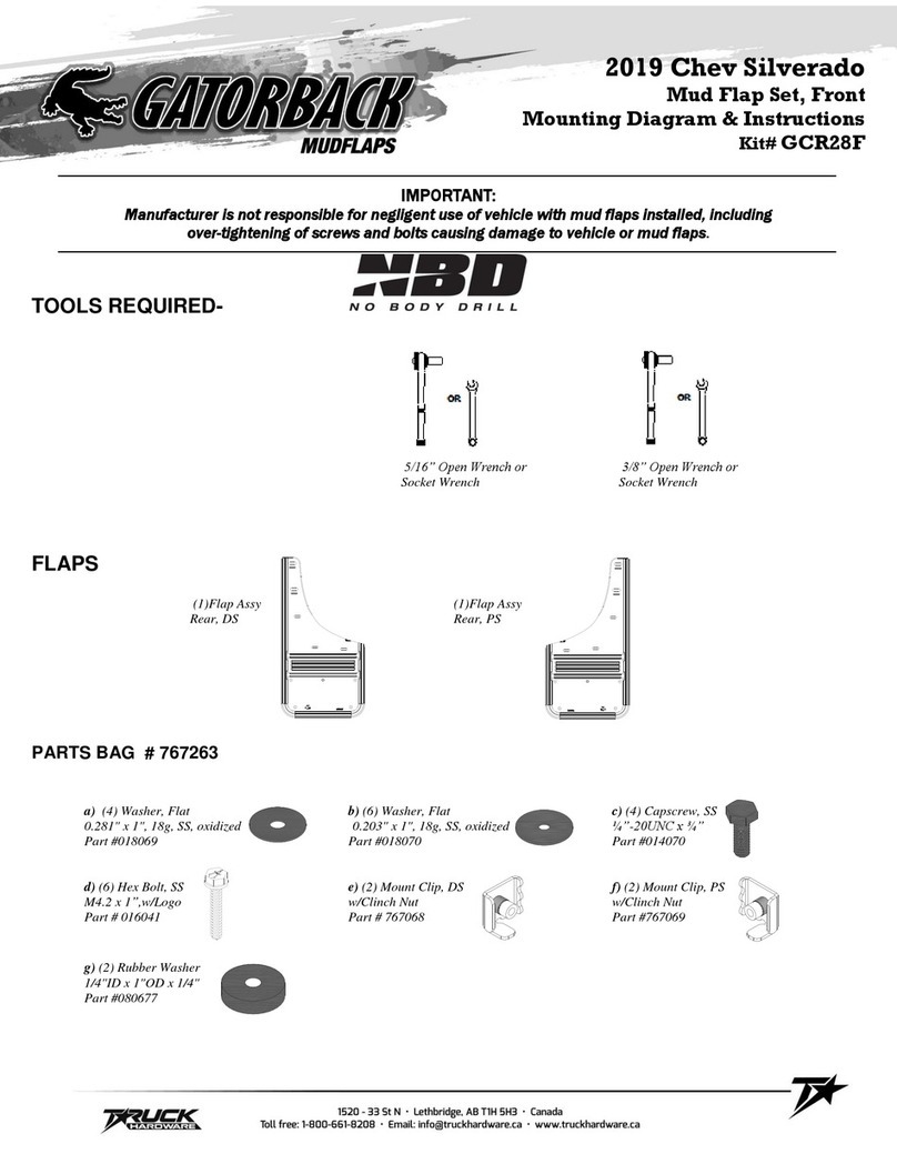 Truck Hardware Gatorback Mudflaps GCR28F Mounting Diagram & Instructions