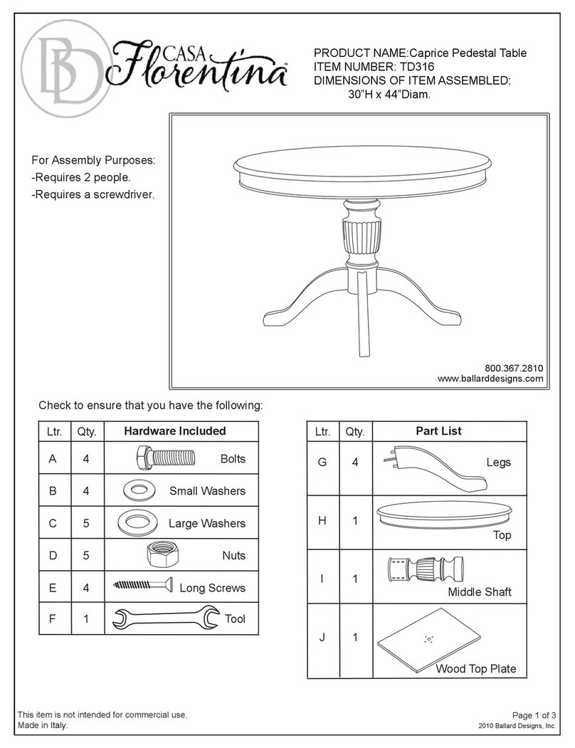 Ballard Designs CASA Florentina Caprice Pedestal Table quick start guide Ballard Designs CASA Florentina Caprice Pedestal Table quick start guide