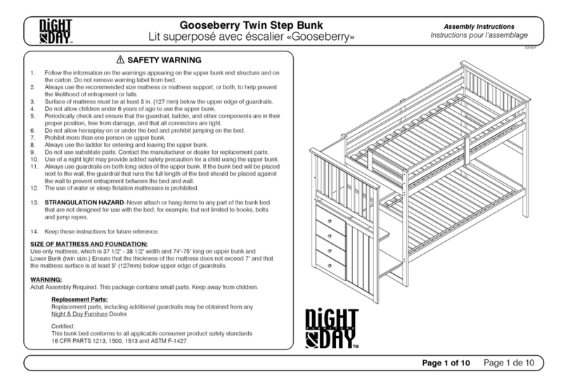 Night & Day Furniture Gooseberry Twin Step Bunk Assembly instructions