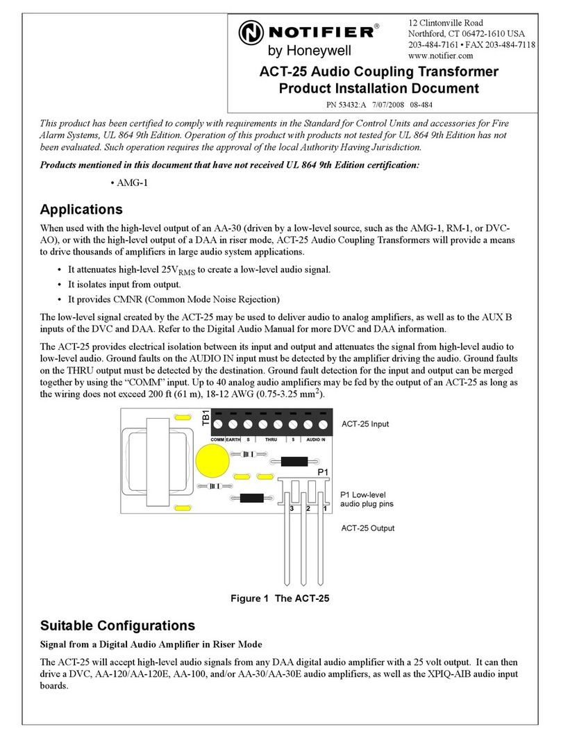 Honeywell NOTIFIER ACT-25 Product installation document
