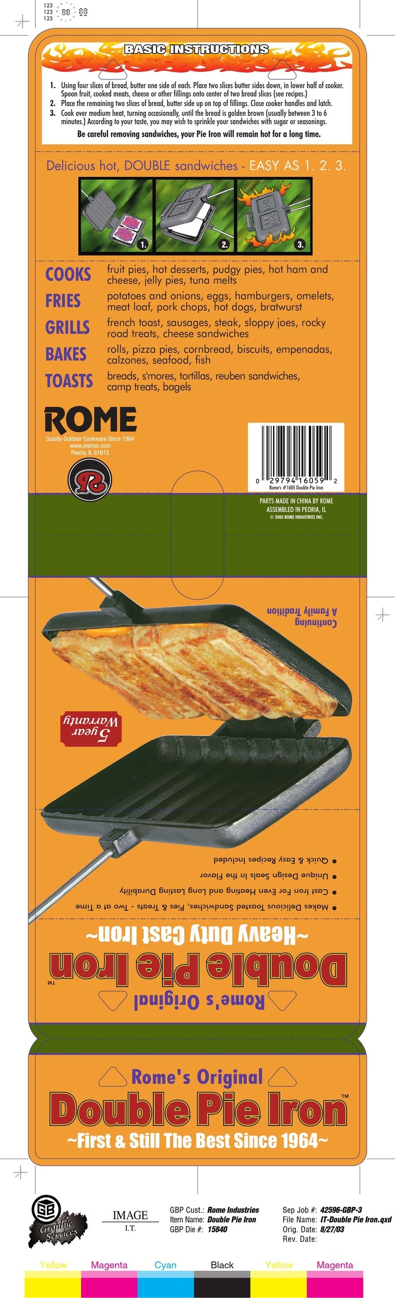 ROME Double Pie Iron Basic instructions
