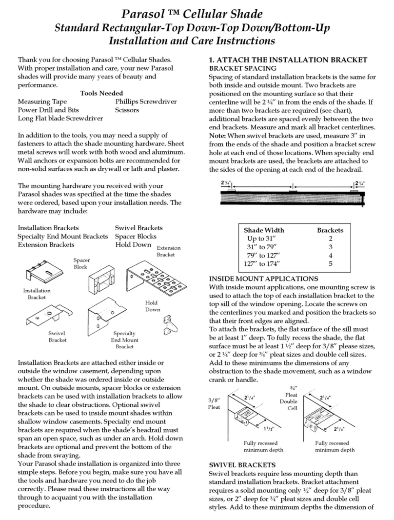 Lafayette Parasol Cellular Shade Operation manual Lafayette Parasol Cellular Shade Operation manual